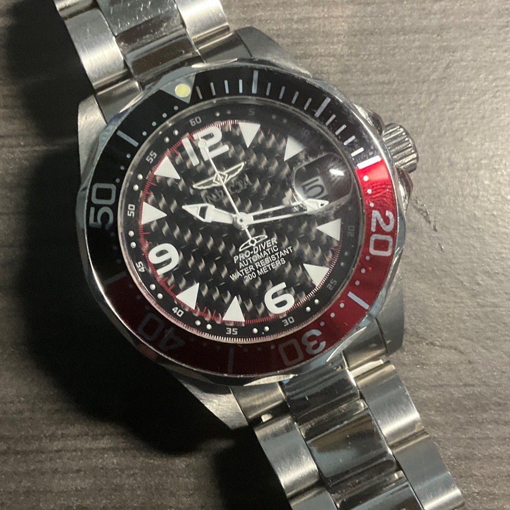 Invicta Men's Pro Diver Watch - Black and Red Automatic
